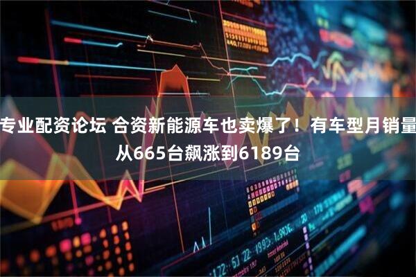 专业配资论坛 合资新能源车也卖爆了！有车型月销量从665台飙涨到6189台